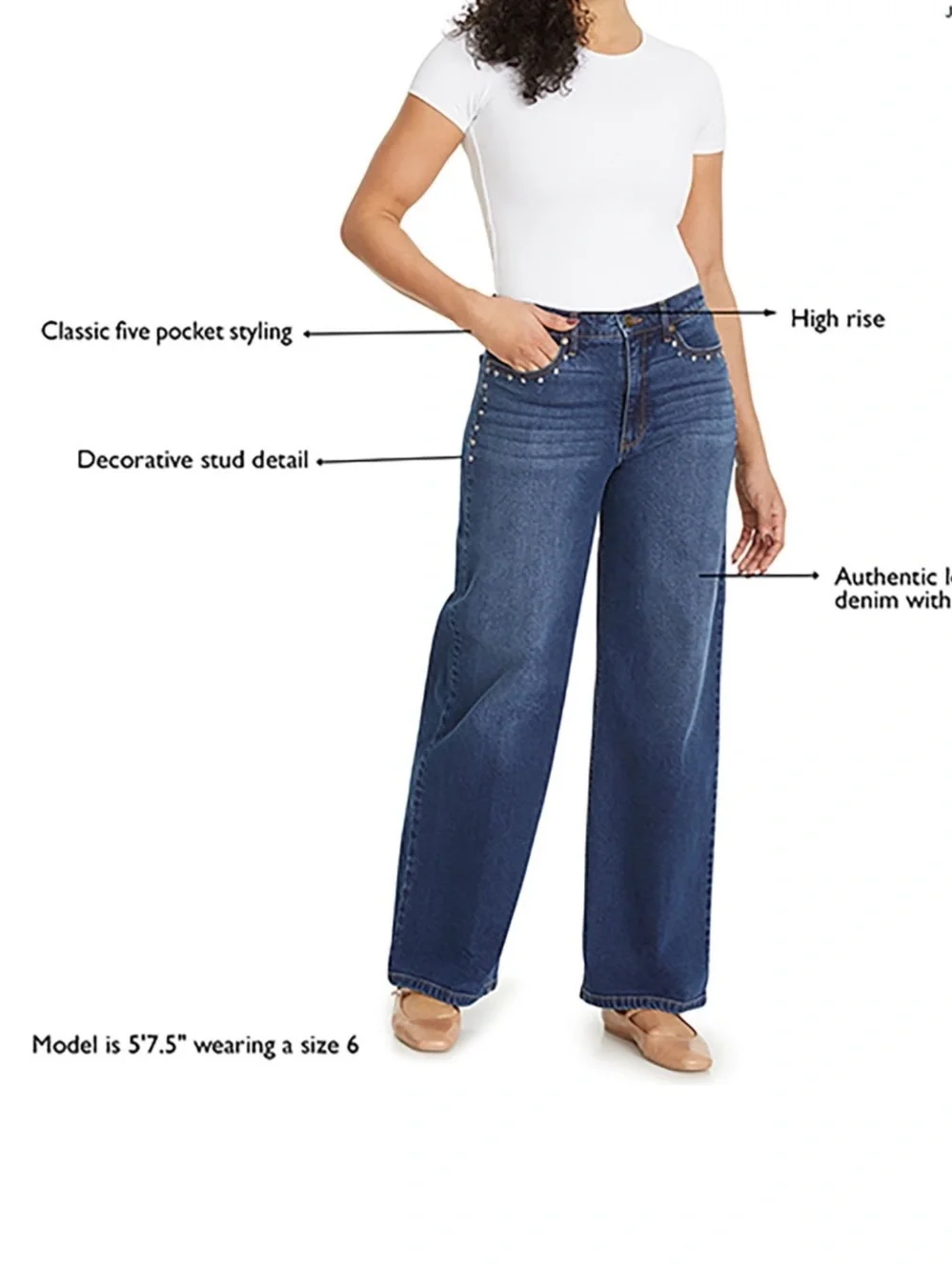 Nine West Wide Leg Women’s Jeans in Dark Blue - Classic High Rise